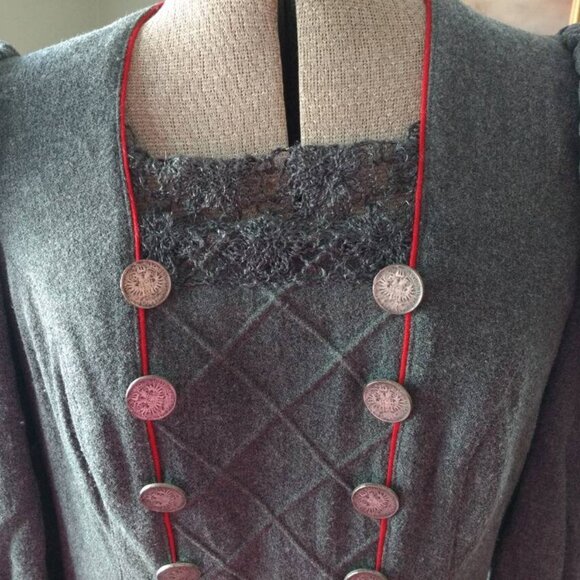 Vintage Cottagecore Dress 36" Bust German Bavarian Folkwear Goth - Picture 6 of 10